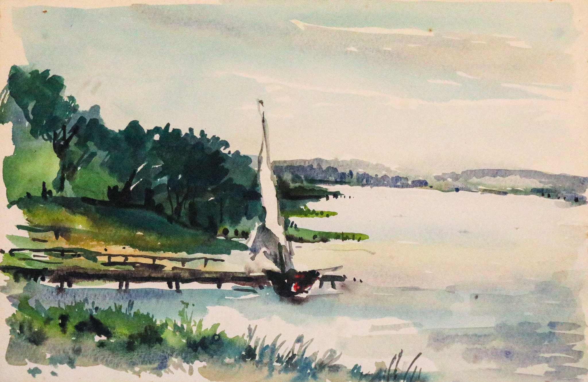 Seeufer mit Segelboot